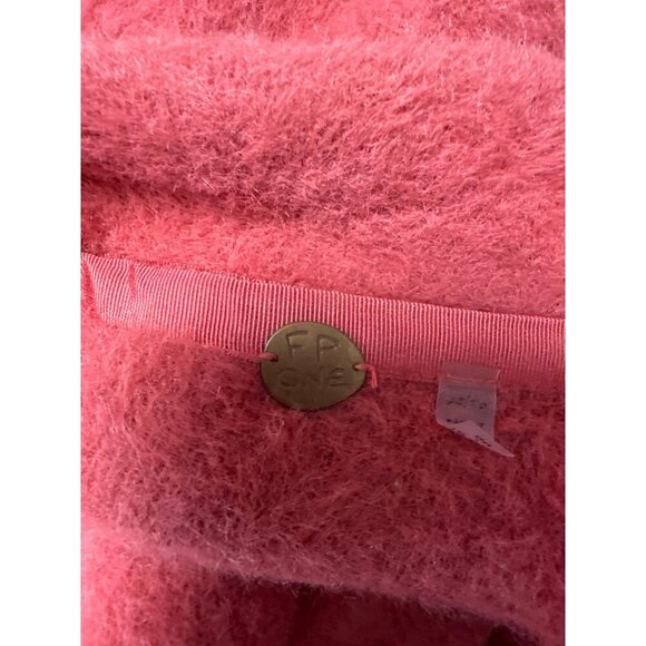 Free People FP One Fuzzy Oversized Drape Front Cardigan Sweater Mauve Pink SZ XS - Picture 8 of 12